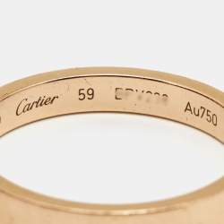 Pre Owned Cartier C de Cartier Diamond 18k Rose Gold Wedding Band Ring Size 59