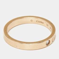 Pre Owned Cartier C de Cartier Diamond 18k Rose Gold Wedding Band Ring Size 59