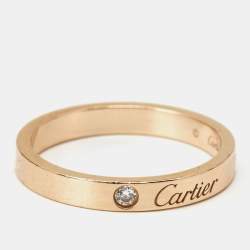 Pre Owned Cartier C de Cartier Diamond 18k Rose Gold Wedding Band Ring Size 59