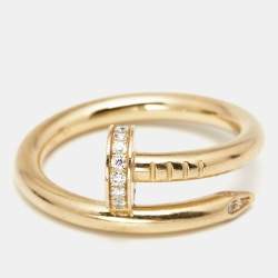 Pre Owned Cartier Juste Un Clou Diamonds 18k Yellow Gold Ring Size 54