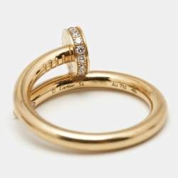 Pre Owned Cartier Juste Un Clou Diamonds 18k Yellow Gold Ring Size 54