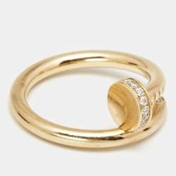 Pre Owned Cartier Juste Un Clou Diamonds 18k Yellow Gold Ring Size 54