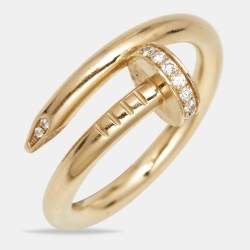 Pre Owned Cartier Juste Un Clou Diamonds 18k Yellow Gold Ring Size 54