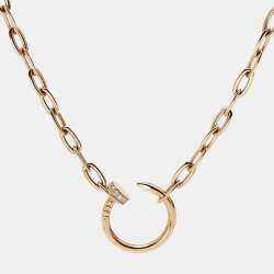 Pre Owned Cartier Juste Un Clou Diamond 18k Rose Gold Chain Necklace