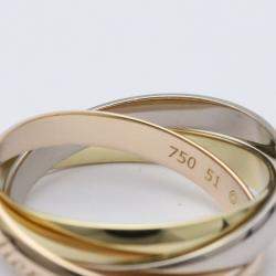 Pre Owned Cartier Trinity 18K Yellow Rose and White Gold Ring EU 51