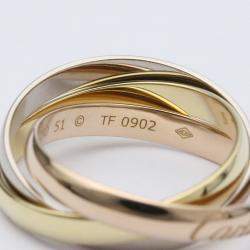 Pre Owned Cartier Trinity 18K Yellow Rose and White Gold Ring EU 51