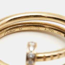 Pre Owned Cartier Juste Un Clou Coiled Diamond 18k Yellow Gold Band Ring Size 51