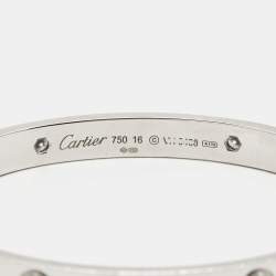 Pre Owned Cartier Love 4 Diamonds 18k White Gold Bracelet 16