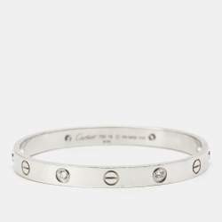 Pre Owned Cartier Love 4 Diamonds 18k White Gold Bracelet 16