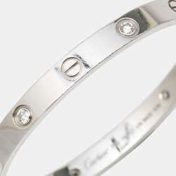 Pre Owned Cartier Love 4 Diamonds 18k White Gold Bracelet 16