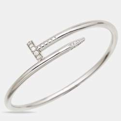 Pre Owned Cartier Juste Un Clou Diamonds 18k White Gold Bracelet 17