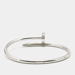 Pre Owned Cartier Juste Un Clou Diamonds 18k White Gold Bracelet 17