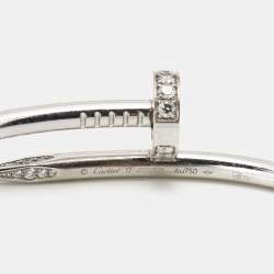 Pre Owned Cartier Juste Un Clou Diamonds 18k White Gold Bracelet 17