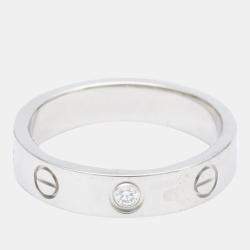 Pre Owned Cartier Love 18K White Gold Diamond Ring EU 50