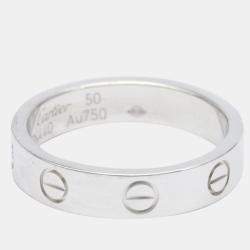 Pre Owned Cartier Love 18K White Gold Diamond Ring EU 50