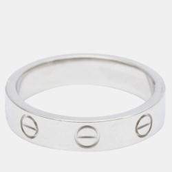 Pre Owned Cartier Love 18K White Gold Diamond Ring EU 50