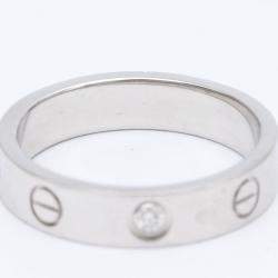 Pre Owned Cartier Love 18K White Gold Diamond Ring EU 50