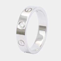 Pre Owned Cartier Love 18K White Gold Diamond Ring EU 50