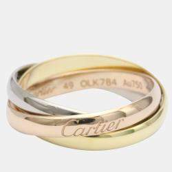 Pre Owned Cartier Trinity Small 18K Yellow Rose and White Gold Ring EU 49