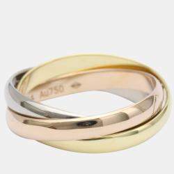 Pre Owned Cartier Trinity Small 18K Yellow Rose and White Gold Ring EU 49