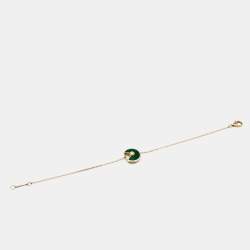 Pre Owned Cartier Amulette De Cartier Malachite Diamond 18k Rose Gold XS Model Bracelet