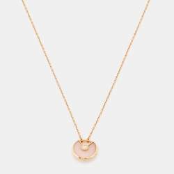 Tiffany T Diamond and Pink Opal Circle Pendant in 18K Rose Gold