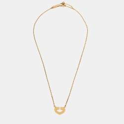 Pre Owned Cartier C de Cartier Heart 18k Yellow Gold Necklace