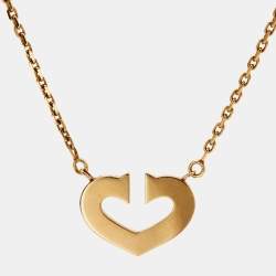 Pre Owned Cartier C de Cartier Heart 18k Yellow Gold Necklace