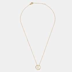 Pre Owned Cartier Amulette De Cartier Mother of Pearl Diamond 18k Yellow Gold XS Model Necklace
