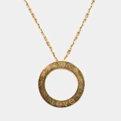 Pre Owned Cartier Love 3 Diamonds 18k Yellow Gold Necklace 