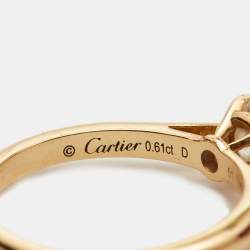 Pre Owned Cartier 1895 Diamond 18k Yellow Gold Solitare Ring Size 51