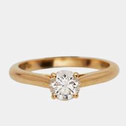 Pre Owned Cartier 1895 Diamond 18k Yellow Gold Solitare Ring Size 51