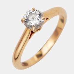 Pre Owned Cartier 1895 Diamond 18k Yellow Gold Solitare Ring Size 51