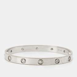 Pre Owned سوار كارتييه لوف ذهب أبيض عيار 18 و 10 ألماس مقاس 17