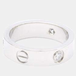 Pre Owned Cartier Love 18K White Gold Diamond Ring EU 56