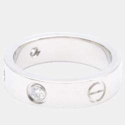 Pre Owned Cartier Love 18K White Gold Diamond Ring EU 56