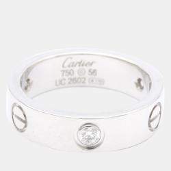 Pre Owned Cartier Love 18K White Gold Diamond Ring EU 56