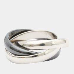Pre Owned Cartier Trinity 18K White Gold Ceramic Ring EU 51