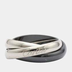 Pre Owned Cartier Trinity 18K White Gold Ceramic Ring EU 51