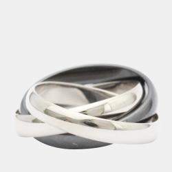 Pre Owned Cartier Trinity 18K White Gold Ceramic Ring EU 51