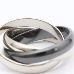 Pre Owned Cartier Trinity 18K White Gold Ceramic Ring EU 51