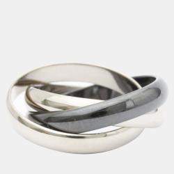 Pre Owned Cartier Trinity 18K White Gold Ceramic Ring EU 51