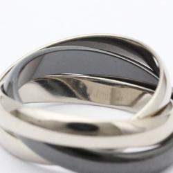 Pre Owned Cartier Trinity 18K White Gold Ceramic Ring EU 51