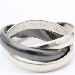 Pre Owned Cartier Trinity 18K White Gold Ceramic Ring EU 51