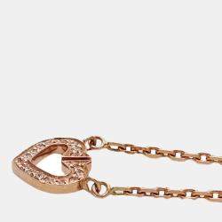 Pre Owned Cartier Heart C 18K Rose Gold Diamond Necklace