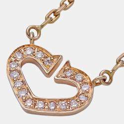 Pre Owned Cartier Heart C 18K Rose Gold Diamond Necklace