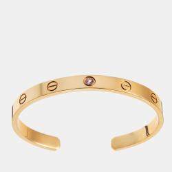 Pre Owned Cartier Rose Gold Love Bangle with Sapphire Size 17
