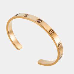 Pre Owned Cartier Rose Gold Love Bangle with Sapphire Size 17