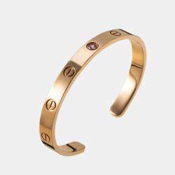 Pre Owned Cartier Rose Gold Love Bangle with Sapphire Size 17