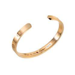 Pre Owned Cartier Rose Gold Love Bangle with Sapphire Size 17